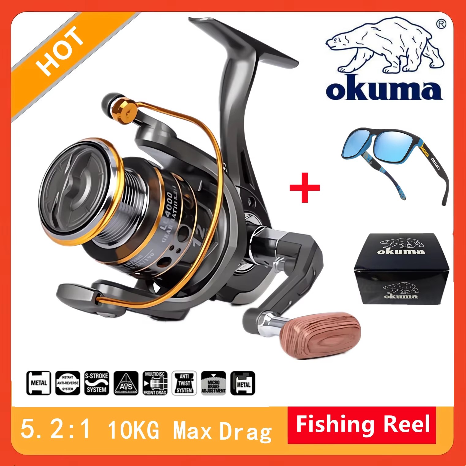 Daiwa Reel Fuego - Moulinet de pêche Okuma haute vitesse